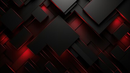 Modern Dark rectangular carbon fiber with red luminous lines and highlights background.AI generated image