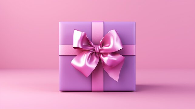 Purple gift box decorations with purple ribbon on isolated background. AI generated image