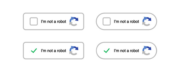 Captcha verification icon set. I am not a robot captcha button. Vector illustration design.