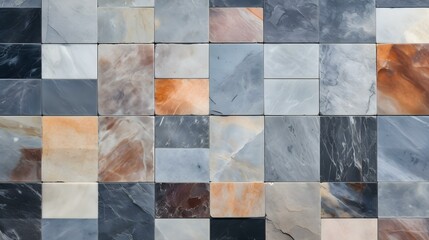 Pattern of Marble Tiles in multiple Colors. Top View
