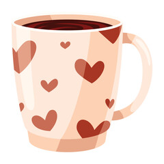 Cup tea coffee icon. Cute trendy crockery with handle for drink. Vintage teacup. Hand drawn colored trendy vector illustration in cartoon style