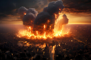 apocalipse fim do mundo explosão nuclear - obrazy, fototapety, plakaty