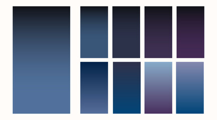 Dark colored winter background set. Vector gradient design template for mobile apps.