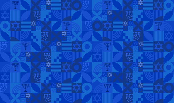 Stylized Israel Background, Banner, Bauhaus, Passover, Rosh Hashanah, Yom Kippur, Sukkot, Hanukkah, Purim - Powered by Adobe