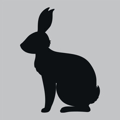 Black hare icon. Vector on a gray background