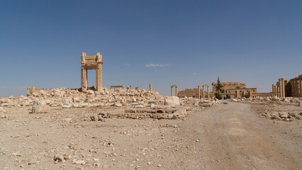 Bel's temple entrance arch remains at Palmyra, Syria