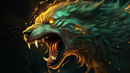 Fenrir - The giant wolf from the norse mythology and Loki´s offspring - obrazy, fototapety, plakaty