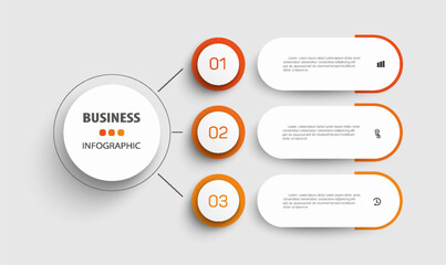 Business vector infographic template with 3 options or steps. Can be used for workflow layout, diagram, annual report, web design