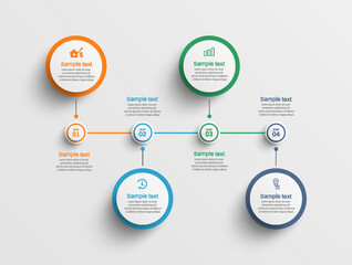 Creative business infographic template with 4 options or steps. Can be used for workflow layout, diagram, annual report, web design