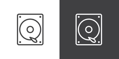 Hard disk icon, Mobile Device Components icon set in line style. Data storage simple black style symbol sign for apps and website, vector illustration.