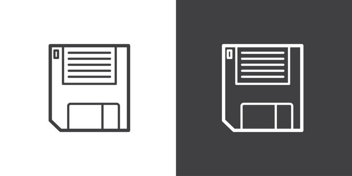 Data storage icon of Mobile Device Components. Floppy disk Storage icon in line style symbol sign, Floppy disk icon template for graphic and web design collection logo vector illustration.