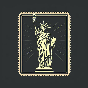American stamp with the image of the Statue of Liberty. ai generated