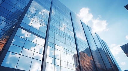 Obraz premium modern office building with glass and clouds