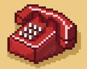 Red Phone Pixel art, red phone vector art in editable pixel.