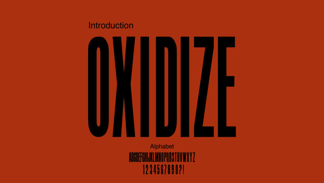 Condensed sans serif bold font. Vector font with uppercase and number.