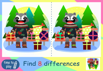 children's educational game. logic game. coloring book. find the difference. New Year.  sweater 