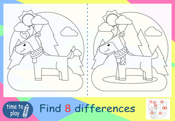 children's educational game. logic game. coloring book. find the difference. New Year.  deer 