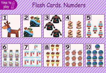 math card for children. studying numbers. children's logic problems. figurines for children. number. New Year. Christmas