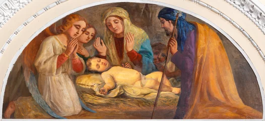 Foto op Plexiglas NAPLES, ITALY - APRIL 22, 2023: The painting of Nativity in the church Basilica di San Pietro ad Aram by unknown artist  © Renáta Sedmáková