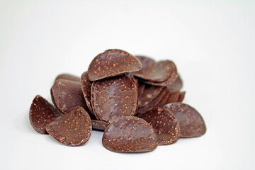 chocolate chips isolated on white