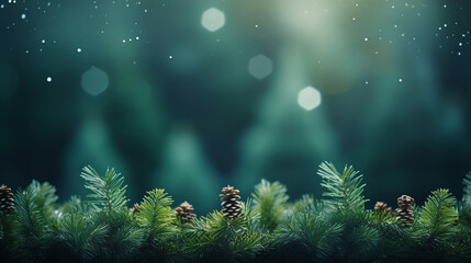 Macro christmas tree background, bokeh lights, Generative AI - obrazy, fototapety, plakaty
