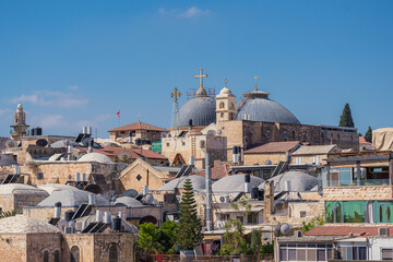 Fototapeta na wymiar View of the Christian Quarter of the Jerusalem Old City featuring the Church of the Holy Sepulchre