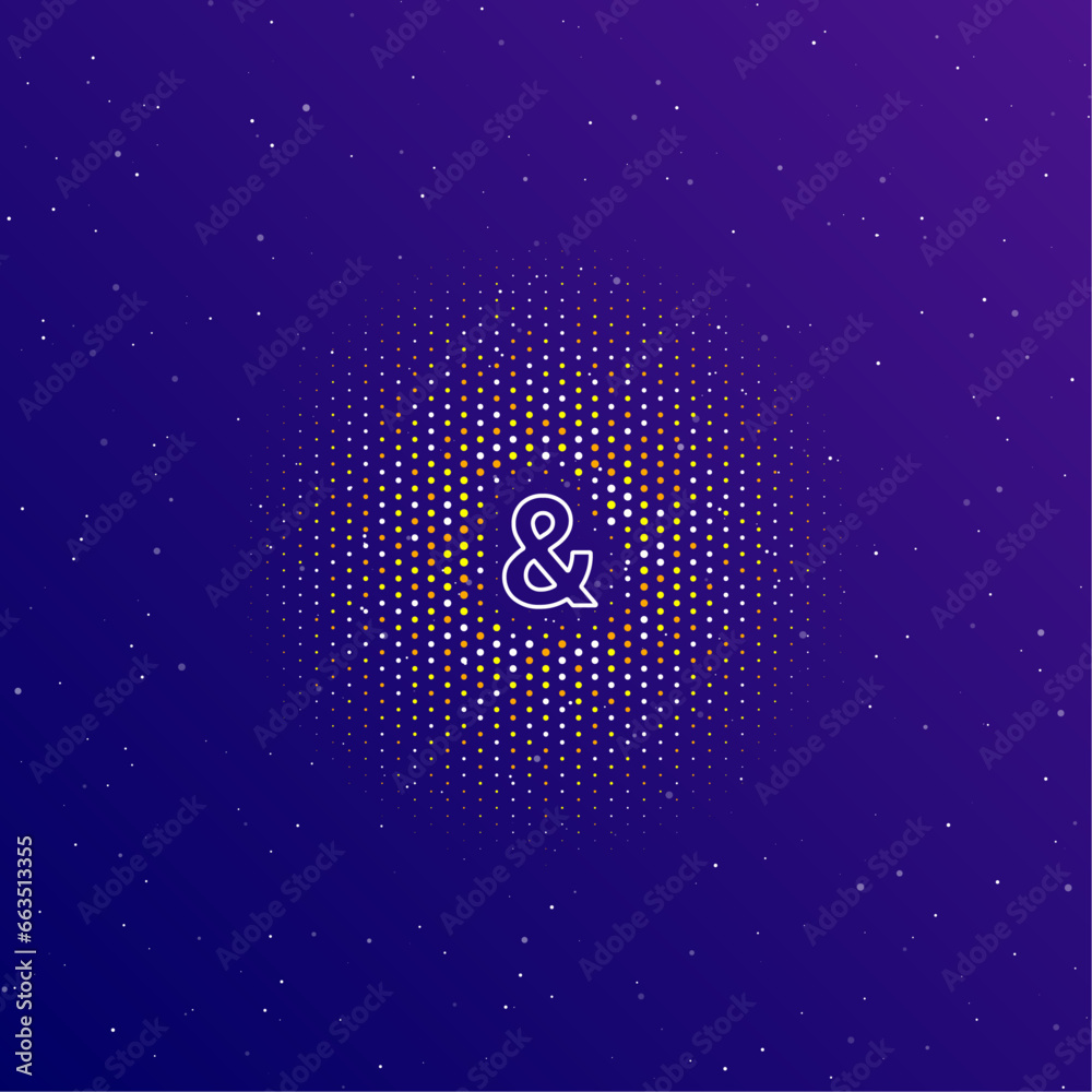 Fototapete a large white contour ampersand symbol in the center, surrounded by small dots. dots of different co