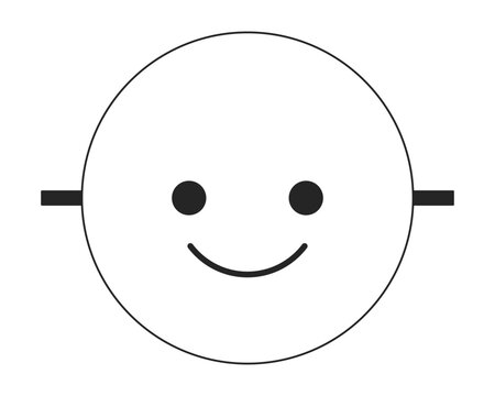 Emoji face flat monochrome isolated vector object. Positive emotions mask. Editable black and white line art drawing. Simple outline spot illustration for web graphic design