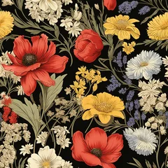 Keuken spatwand met foto Edwardian Wildflower Bouquets Pattern © Michael
