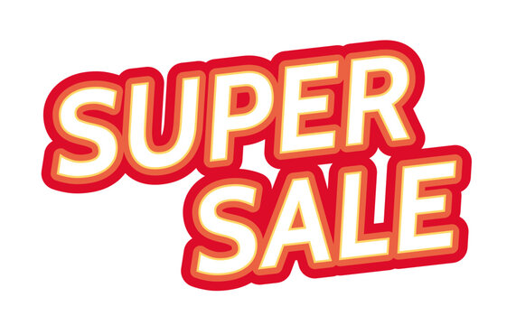 Super sale words 2D cartoon phrase. End of the year clearance sale isolated vector lettering white background. Black Friday shopping day. Online store promo color inscription flat spot illustration