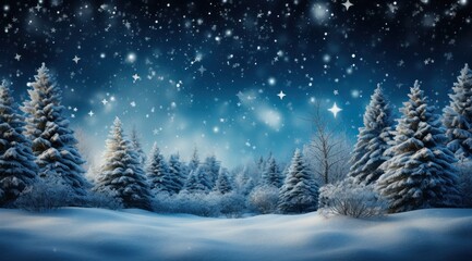 Fototapeta premium winter season snowflakes falling from trees landscape