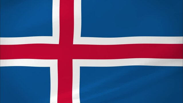 Iceland Waving Flag Realistic Animation Video