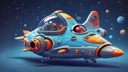 Cartoon Illustration Of A Spaceship Galaxy Background Spaceship Wallpaper Spacecraft Outer Space Exploration Background Ai Generative