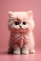 Naklejka na ściany i meble Kitten on a pink background