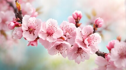 Fototapeta premium Realistic Blurred Spring Background Cherry Blossom Background Flower Illustration Blossom Flower Background AI Generative