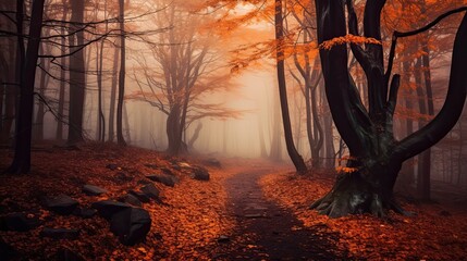 Obraz premium Autumn magical forest background