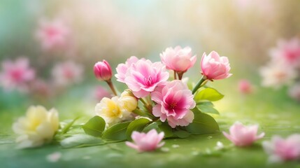 Obraz premium Realistic Blurred Spring Background Spring Flower Background Flower Illustration Blossom Flower Background AI Generative