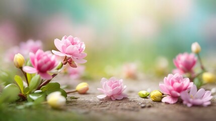 Obraz premium Realistic Blurred Spring Background Spring Flower Background Flower Illustration Blossom Flower Background AI Generative