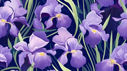  a bunch of purple flowers that are on a blue background.  generative ai