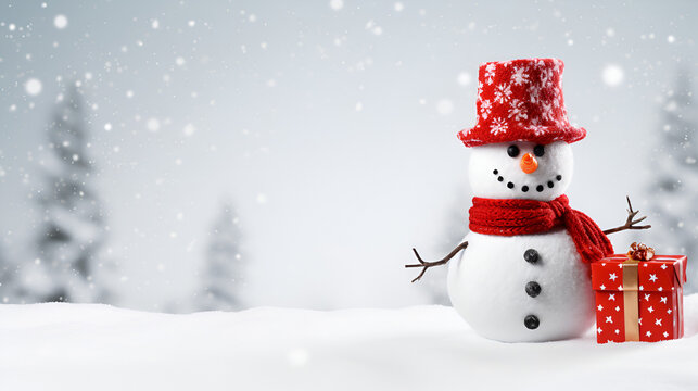 snowman with christmas presents, happy winter, merry Christmas wallpaper