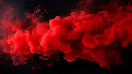 red smoke abstract on black background - obrazy, fototapety, plakaty
