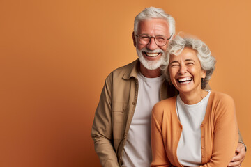Beautiful older couple. Cheerful, laughing adults