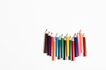 color pencils on white background,Background with colored pencils. Crayons on a white background,...