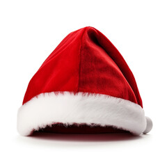Red Christmas hat isolated on an empty background, Generative AI