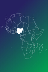 Vector graphic of modern editable map of Africa with each country able to be color filled independently