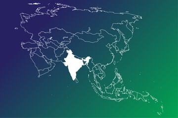Vector graphic of modern editable map of Asia with each country able to be color filled independently
