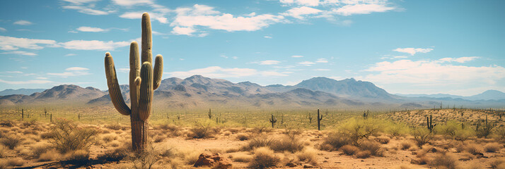 A Saguaro Cactus Grows in the Sonoran Desert