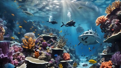 Underwater Background Underwater Adventures Wallpaper Ocean Background AI Generative