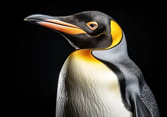 Tragetasche Realistic portrait of a penguin isolated on dark background. AI generated © Alicina