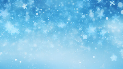 Naklejka na ściany i meble blue winter wallpaper with snowflakes falling
